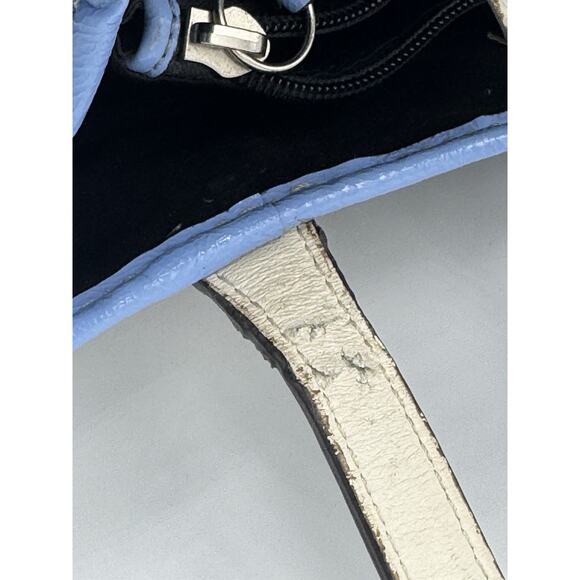 Coach Signature Tote Brown With Blue Trim - Wear On Handles - Picture 11 of 11